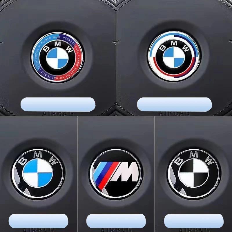 NNEJ4 Aluminium Car Steering Wheel Center Emblem Badge Cap Sticker Sticker For All BMW E46 E39 E38 E90 E60 E36 F30 F20 X1 Accessories