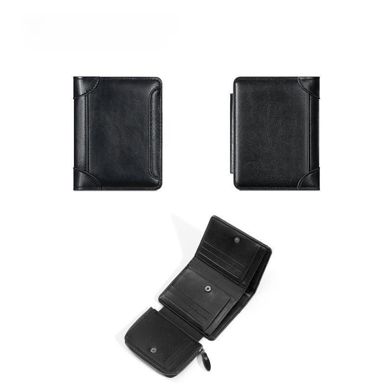 Retro Casual Herren Geldbörse Kurz Reißverschluss Mehrere Kartenfächer Münzgeldbörse Multifunktions-Kartenhalter Geldbörse Herren