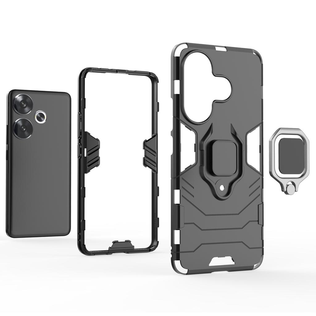 For Xiaomi Redmi Turbo 3 5G/Poco F6 5G Case Ring Holder Kickstand PC+TPU Phone Cover