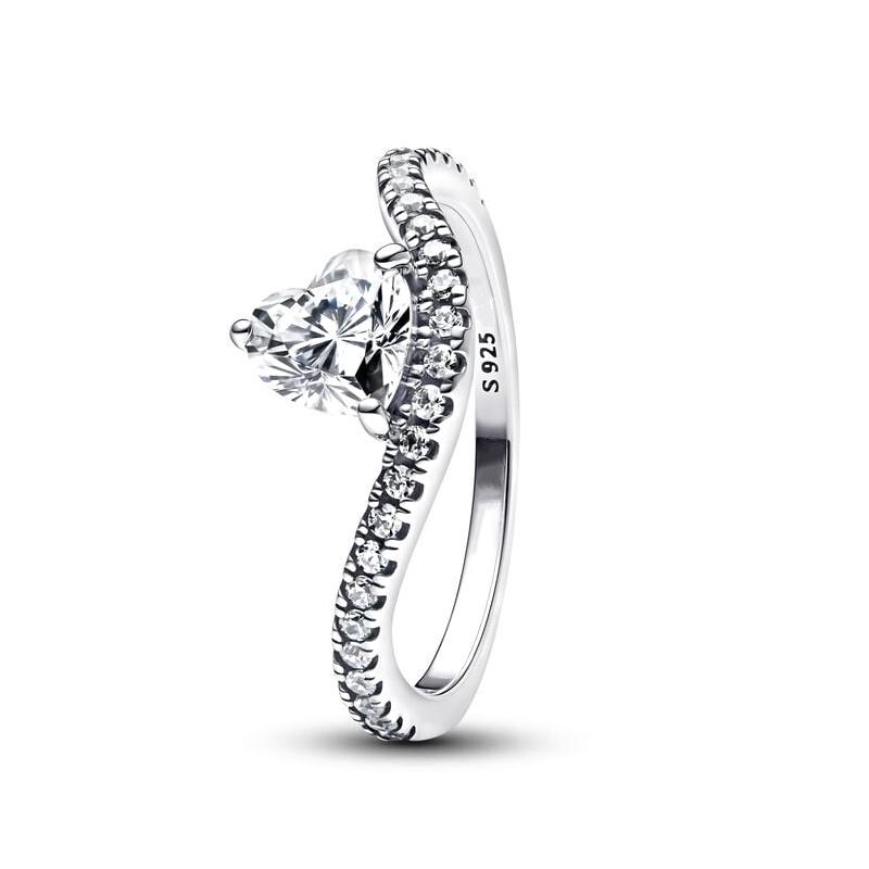 

2025 Новинка Срібло 925 проби Блискучі кільця-кросовери з бантом Жіночі Розкішні DIY Ювелірні вироби Кільце Троянда в розквіті Подарунки для вечірки, фестивалю 7