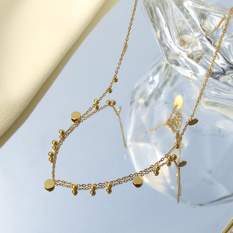 Versatile Titanium Steel Women'S Light Luxury Niche Clavicle Chain Small Disc Shines Personalized Annual Tide Accessories