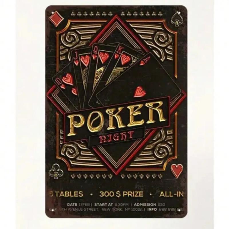 Vintage Poker Metal Sign Game Room Wall Art Man Cave Decor 20x30cm