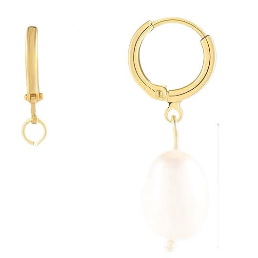 Baroque Copper Plated Real Gold Pearl Earrings Women'S Earrings Temperament Retro Earrings Asymmetrical Design Sense