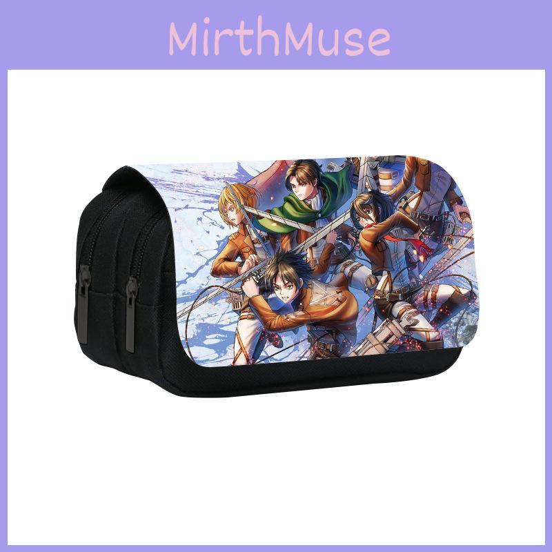 Attack Titan On Anime Pattern Student Double Layer Flip Cover Bag Stationery