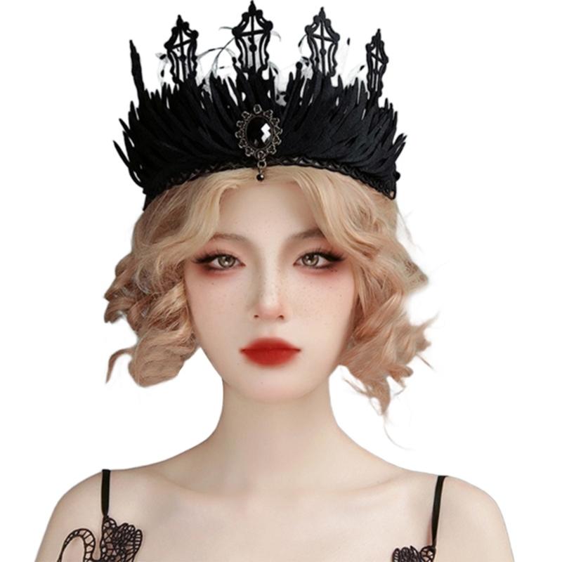 

Goth Headband Goth Crown Black Queen Crown Black Tiaras Witch Crown Headpiece 1 чорний