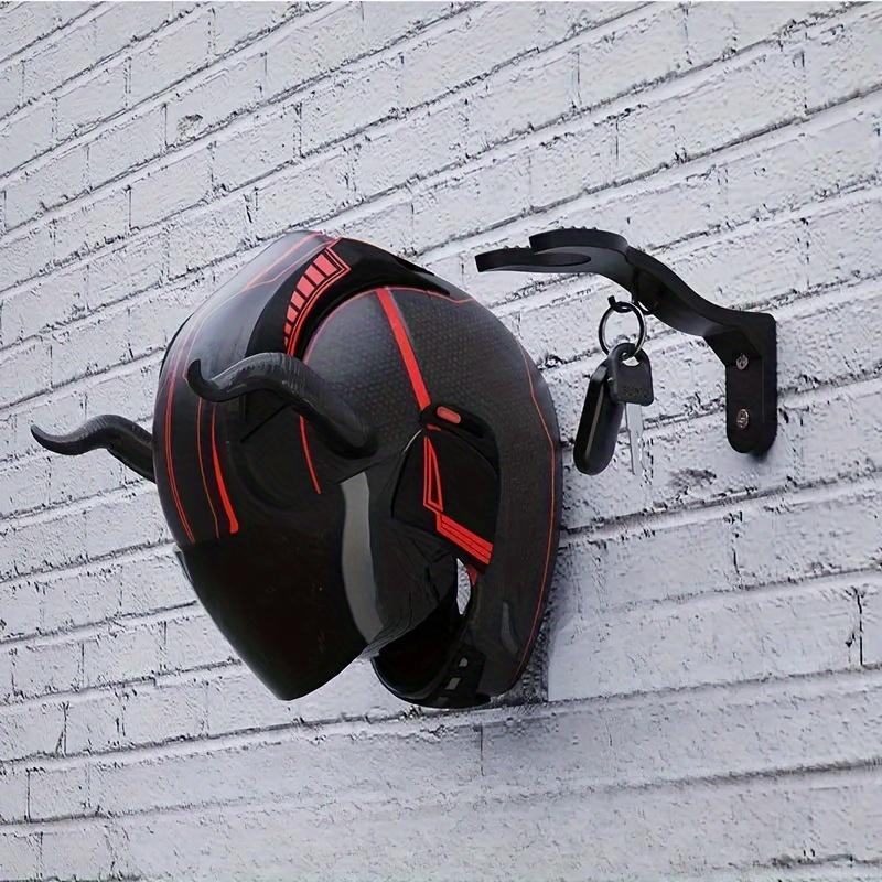 Space-Saving Helmet Hook Rack Motorcycle Helmet Hook Rack, ABS Wall-Mounted Storage Holder with Key Hanging Function, Durable Helmet Organizer