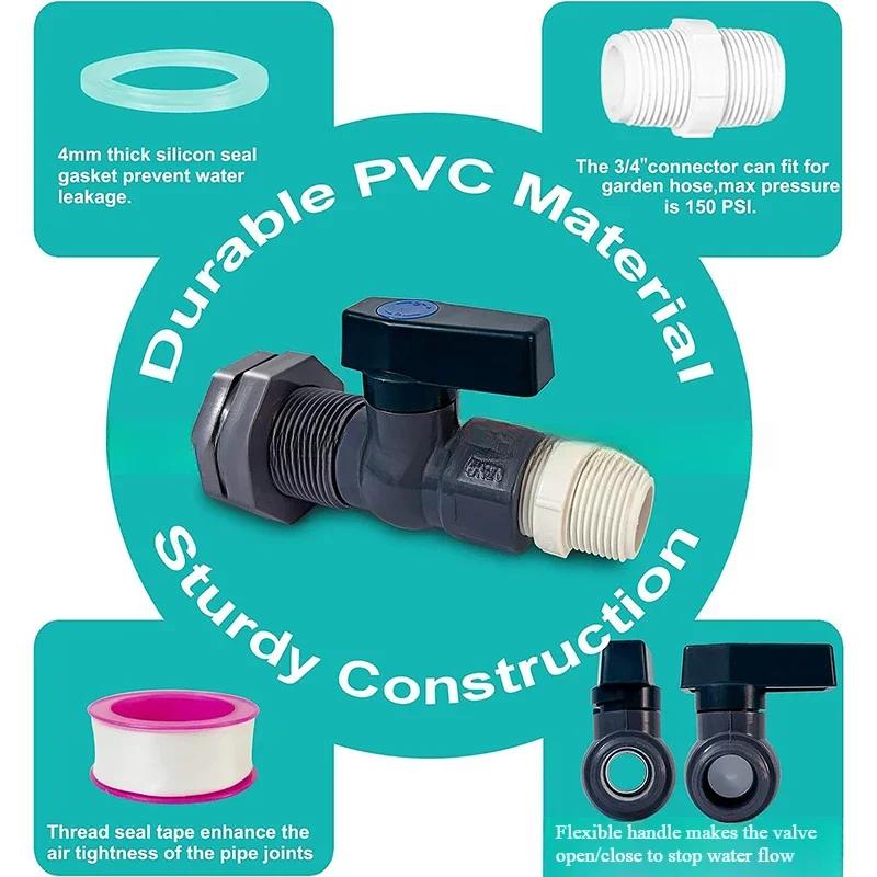 1 Set, PVC Water Barrel Spigot Kit, Connector Drain Adapter with Inner Connection for Garden, Rain Barre, Garden Tool Supplies