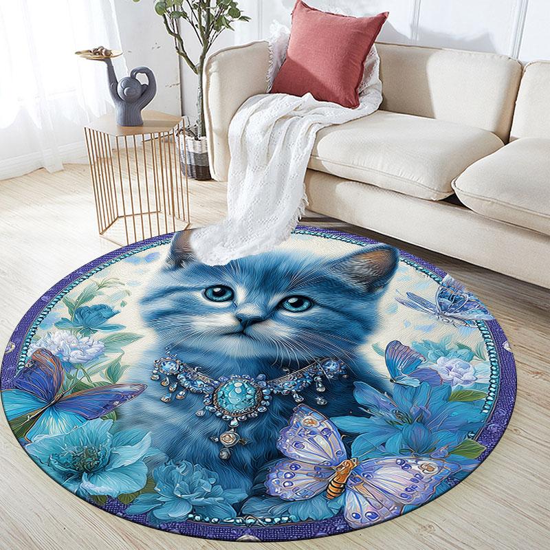 Cats pattern round rug,Carpet Rug for Living Room Bedroom Playroom ,Non-slip Floor Mat,Holiday Gifts and Birthday Gifts.