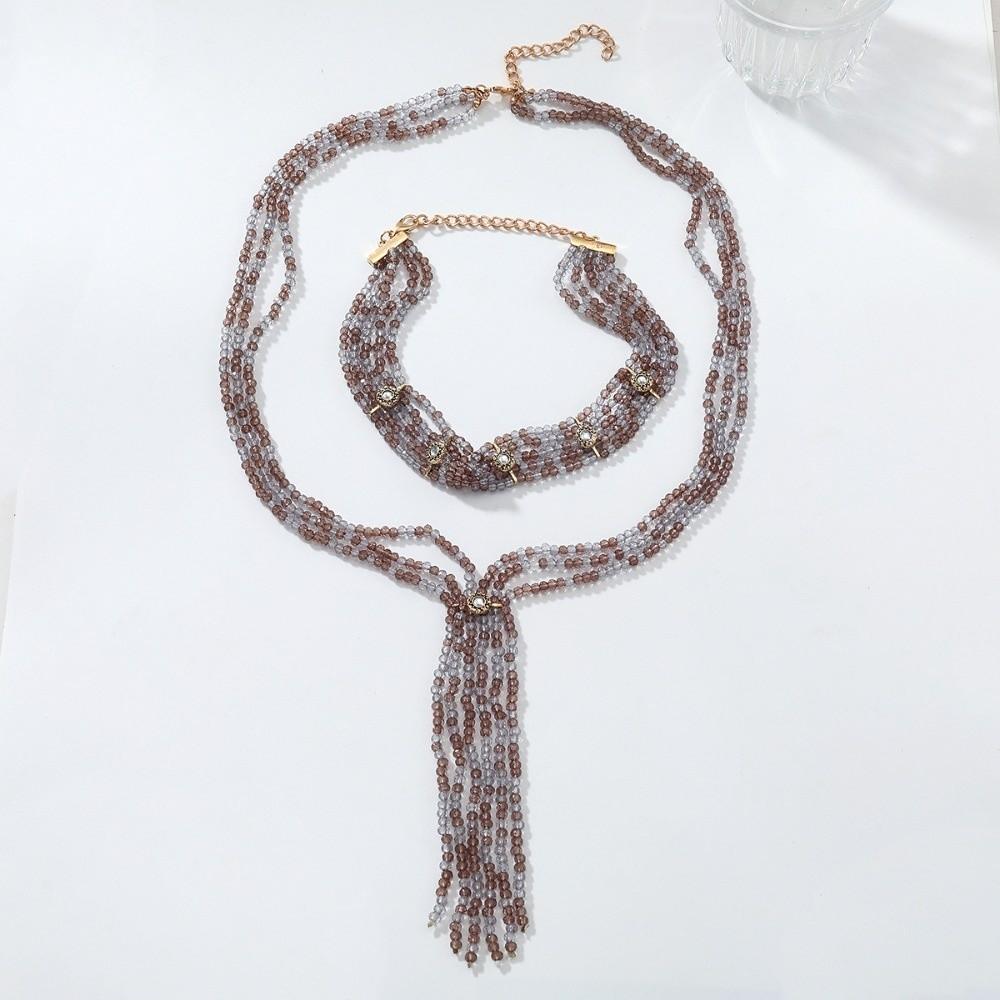 2 PCS Versatile Stacked Beads Necklace 2 Layers Women Collarbone Chain Beaded Choker Necklace  Daily