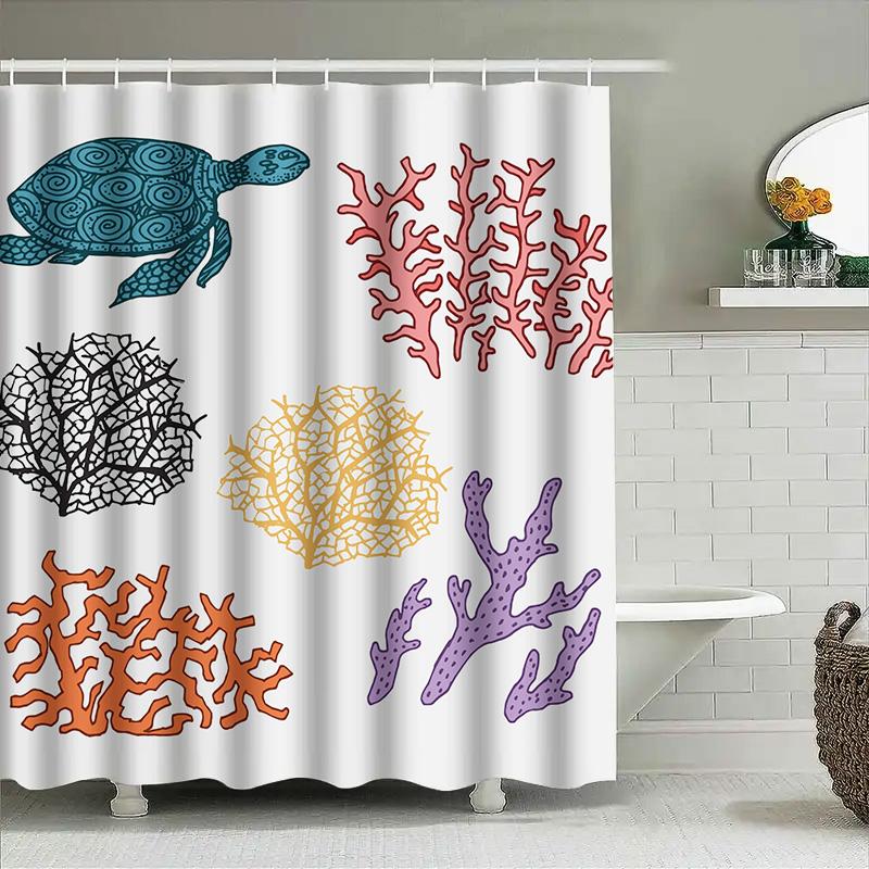 

Turtle Coral Blue Bath Curtain Waterproof Bathroom Decor Shower Tiled Room Decorative Modern Plastic Black Orange Red Purple Whi 90x180cm