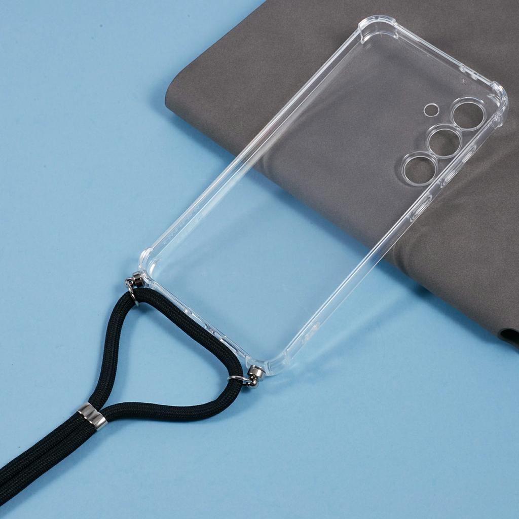 Pro Samsung Galaxy S25 FE Pouzdro Zesílené Rohy TPU Průhledný Kryt na Telefon s Šňůrkou