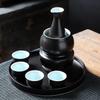 Janpanese Sake Set with Wamer, Ceramic 7pcs Wine Set with 1 Carafe 4 Sake Cups 1 Sake Warmer 1 Candle Stove
