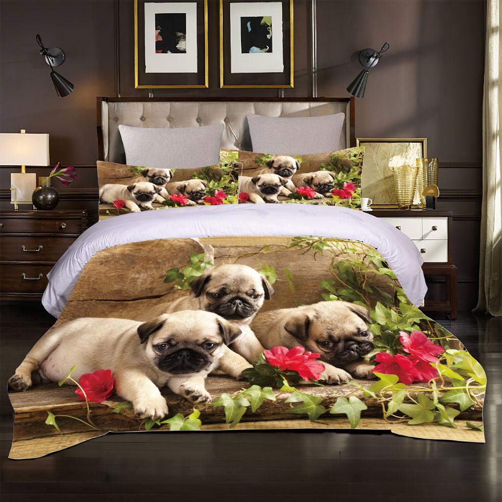 Duvet Covers 3Piece Animal Dog Style Bedding Collection 3D Quilt Cover Pillow Case Full Queen Summer Comforter Collection Home Dormitory