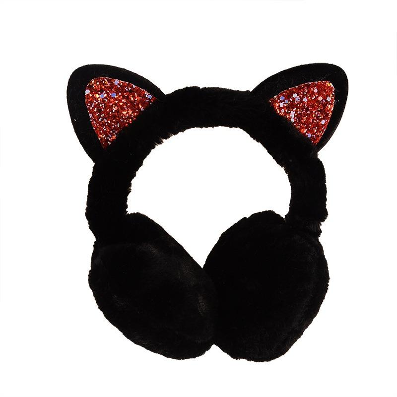 Playful Girls Ear Muffs Cold Protection Warm Hot Lovely Winter Warm Cat Ear Warmers Glitter Ears Plush Earmuffs for Women EZr02