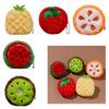 Novelty Plush Fruit Pouch Small Zippered Pocket Money Holder Kids Accessories