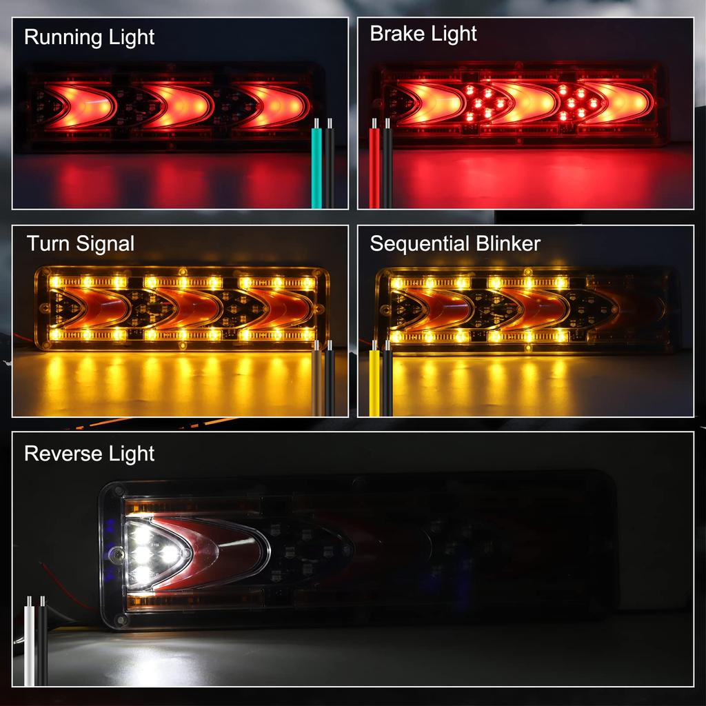 Ygmylandbb LED Truck Tail Sequential Flowing Turn Tail Brake Small Turn Rear Combination Lights for and Vehicle Inspection ABS Clear Set of 2 Lights,