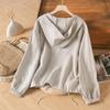 Spring Solid Color Casual Artistic Retro All Match Fashion Zipper Hooded Jacket Bat Sleeve Cover Shirt Anti Roll Top for Women