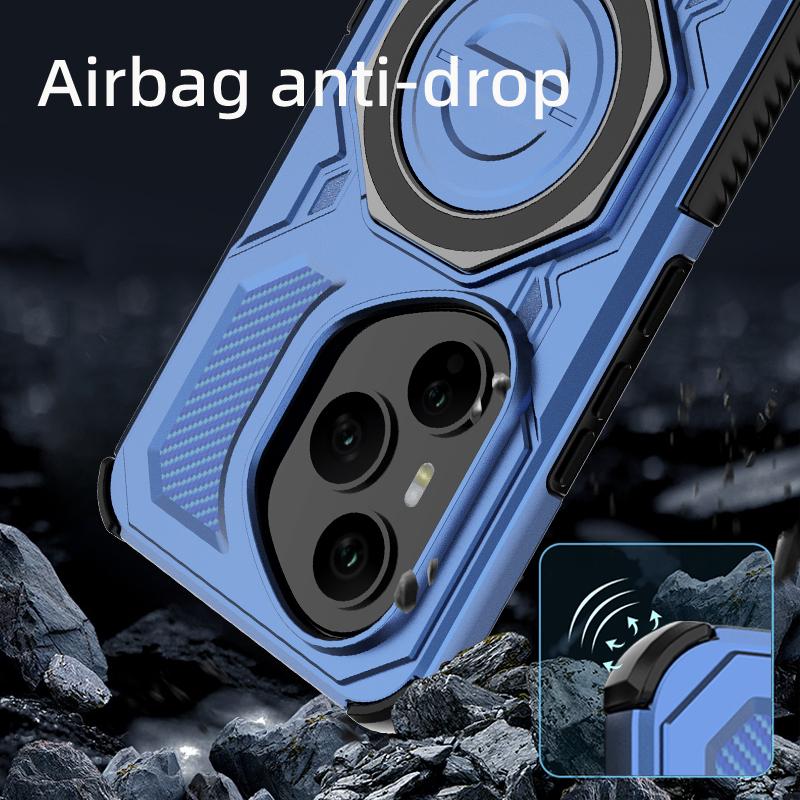 KEYSION Shockproof Magnetic Case for HONOR 400 Pro 5G Upright Live Metal Ring Stand Phone Back Cover for Huawei Honor 400 5G