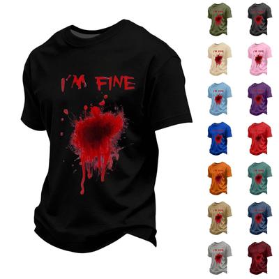 Men's Loose Fit Casual Short Sleeve T-Shirt Halloween Graphic Print Crew Neck Top Comfortable Everyday Wear