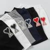Ami Women's Heart Embroidered Casual Summer Sweatpants - Classic Straight-Leg with Drawstring