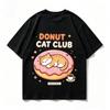 Donut Cat Club Graphic Tshirt Unisex Cute Sleeping Cat Donut Print Oneck Short Sleeve Loose Casual Summer Streetwear Tops