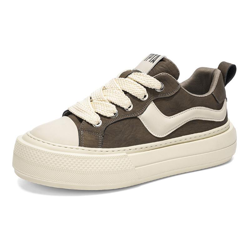 Autumn new low-top thick-soled heightening board shoes youth leather surface niche casual shoes