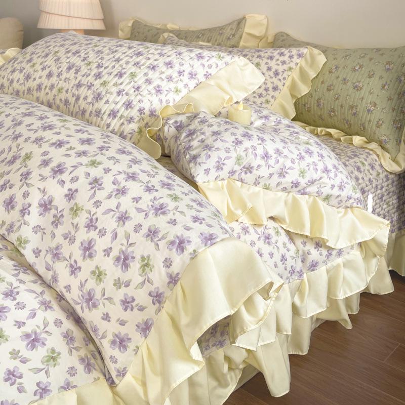 Spring/Summer Small Floral Lace Bedspread Set: 4-Piece, Skin-Friendly, Soft Imitation Cotton for Single Bed