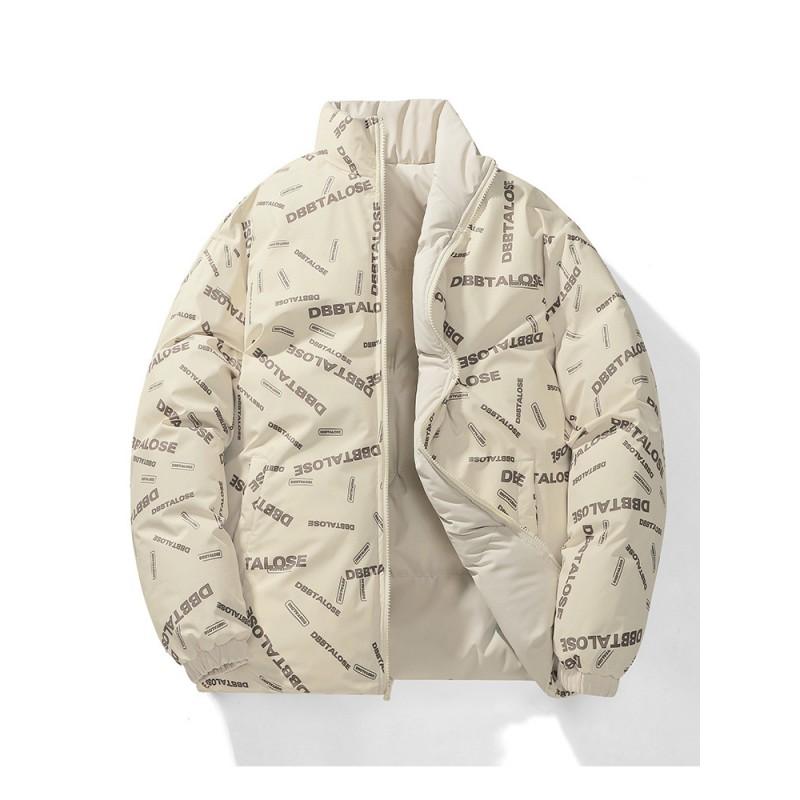 Mens Reversible Padded Jacket Winter Warm Stand Collar Casual Thick Cotton Coat Teens
