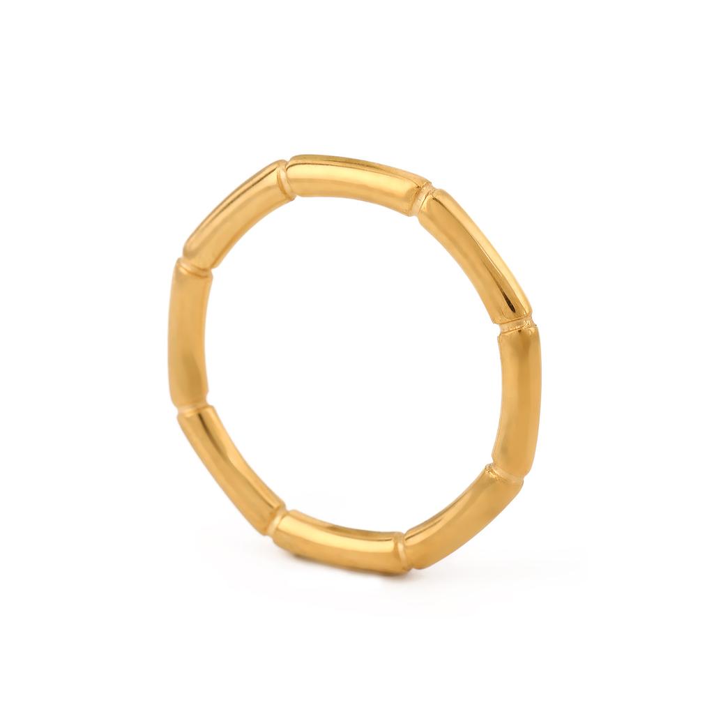 /Stainlesss Steel Gold Color Bamboo Joint Ring Women Minimalist Trendy Finger Rings Waterproof Jewelry Wedding Gift