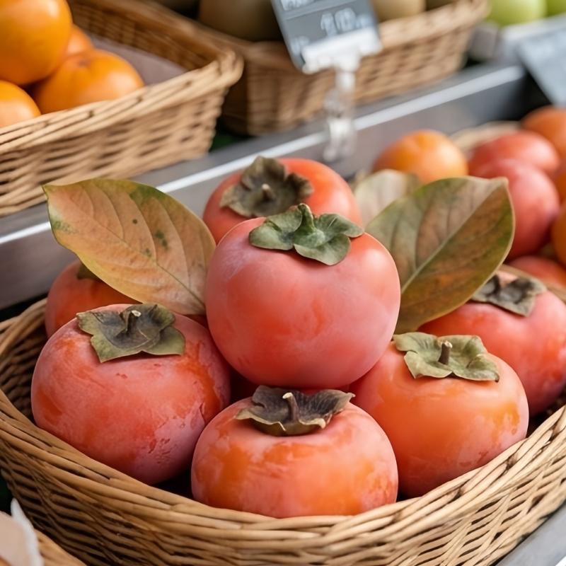 4 Piece Simulated Persimmon Fruit Decoration Set for Shop Counters, Window Styling, Photo Scenes and Seasonal Table Use for Counter Arrangements