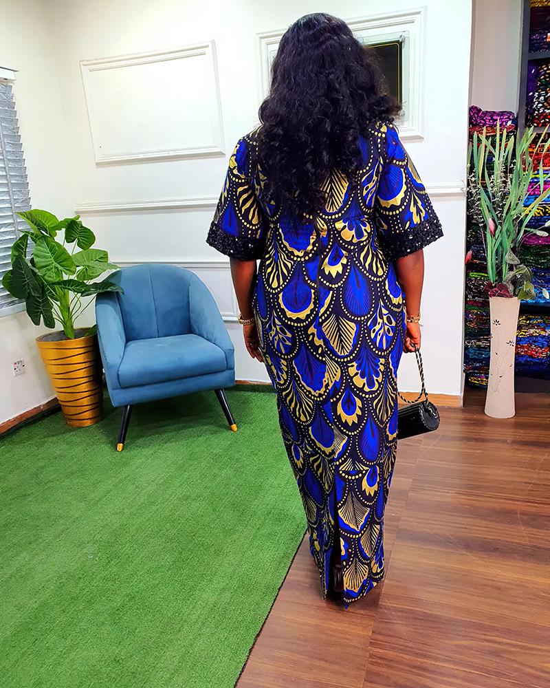 African Plus Size Satin Beaded Long Burqa Dress for Women, Style 8098