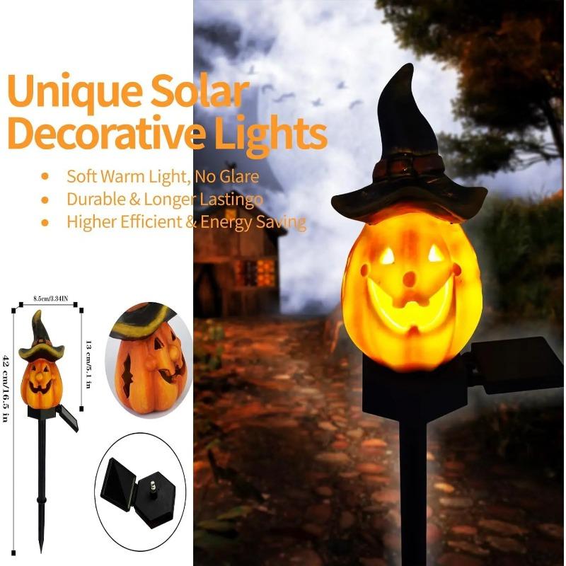 Halloween Pumpkin Candle Pathway Solar Lights Crow Yard Stake Lamp for Garden Yard Lawn Pathway Home Party Decoration Waterproof