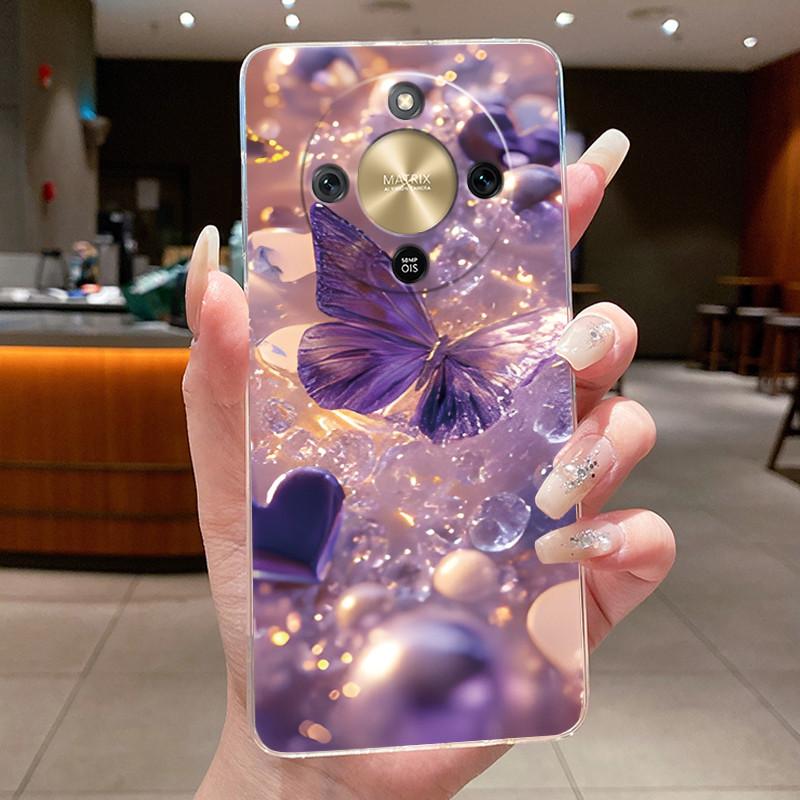 

Чехол для Honor X9D MTN-NX1 Красивый Цветок Бабочка Бант Чехол для Телефона HonorX9D 5G Мягкий Силикон Прозрачный ТПУ Гелевая Крышка HONOR X9D