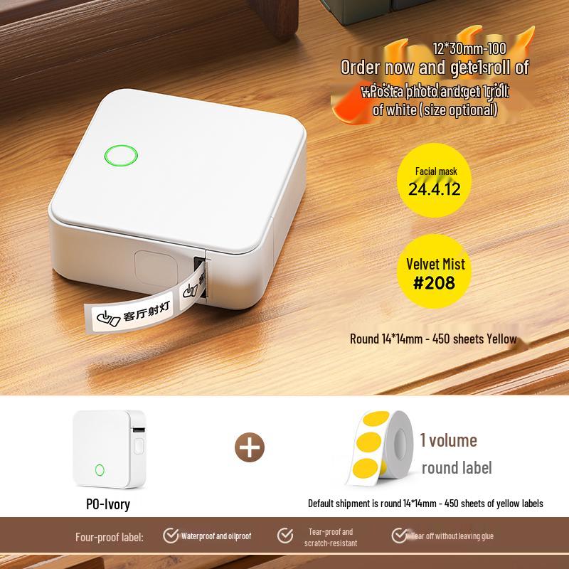 2P80 Portable Bluetooth Label Printer: Handheld, Self-Adhesive, Transparent Stickers