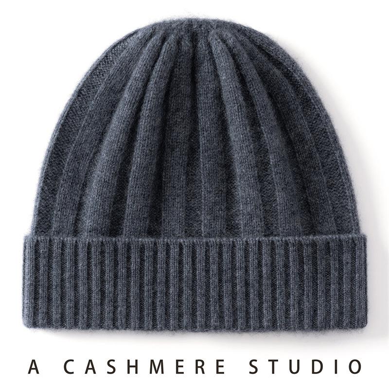 Cashmere Autumn and Winter New Cashmere Blended Pit Strip High Elasticity Simple Warm Ear Protection Cold-proof Cashmere Cap