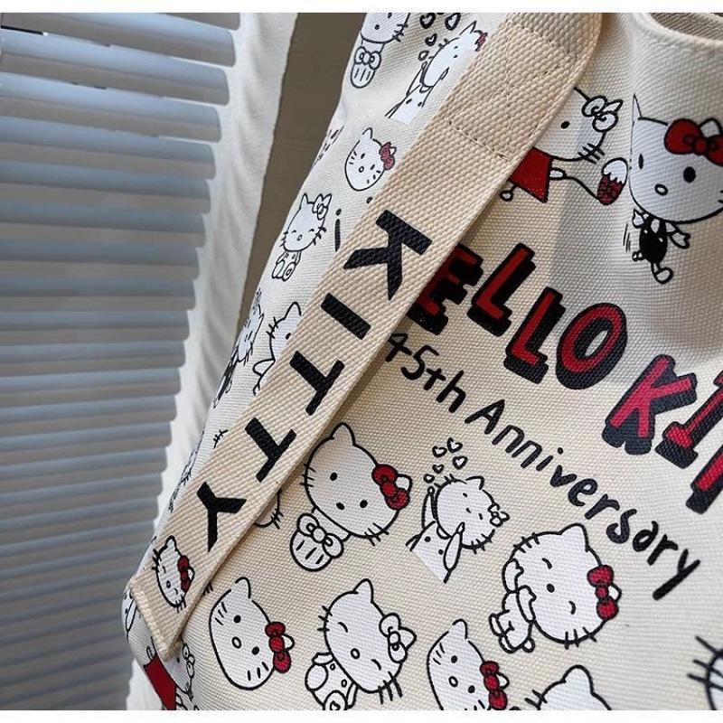 Women's Versatile Cartoon Canvas Tote Bag - Large Capacity, Cute Fashion Single Shoulder Commute Bag