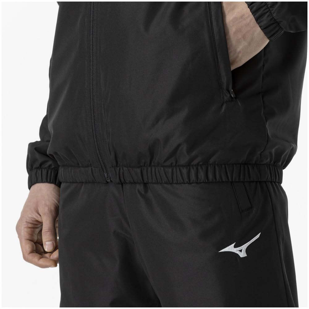 Mizuno Breath Thermo Training Warmer and XL Jacket, Moisture-Wicking Heat-Generating, 32MEA655, Black/Alloy Gray,