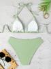 Women's Sexy Solid Color Halter Tie-Up Split Bikini Swimsuit