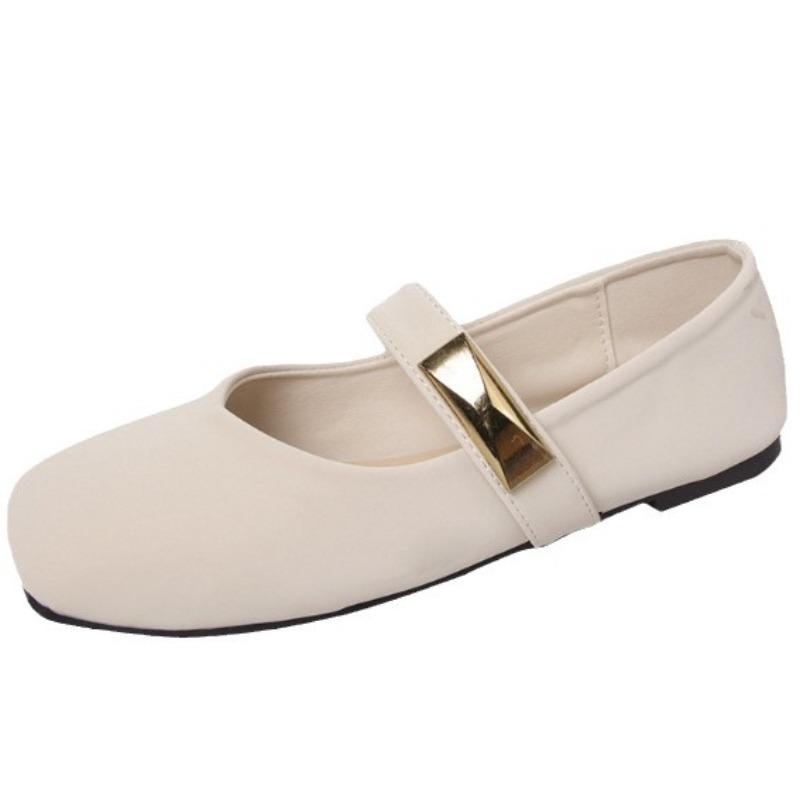2024 Frühling Neue Einfache Quadratische Zehenpartie Retro Weiche Sohle Mary Jane Schuhe Koreanische Mode Flacher Ausschnitt Flache Sohle Einzelne Schuhe für Damen