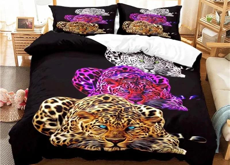 Animal Leopard Pattern Duvet Cover Set Bedding for Adult Kids Full Size Bed Set Comforter Cover,1 Duvet Cover and 2 Pillow Shams