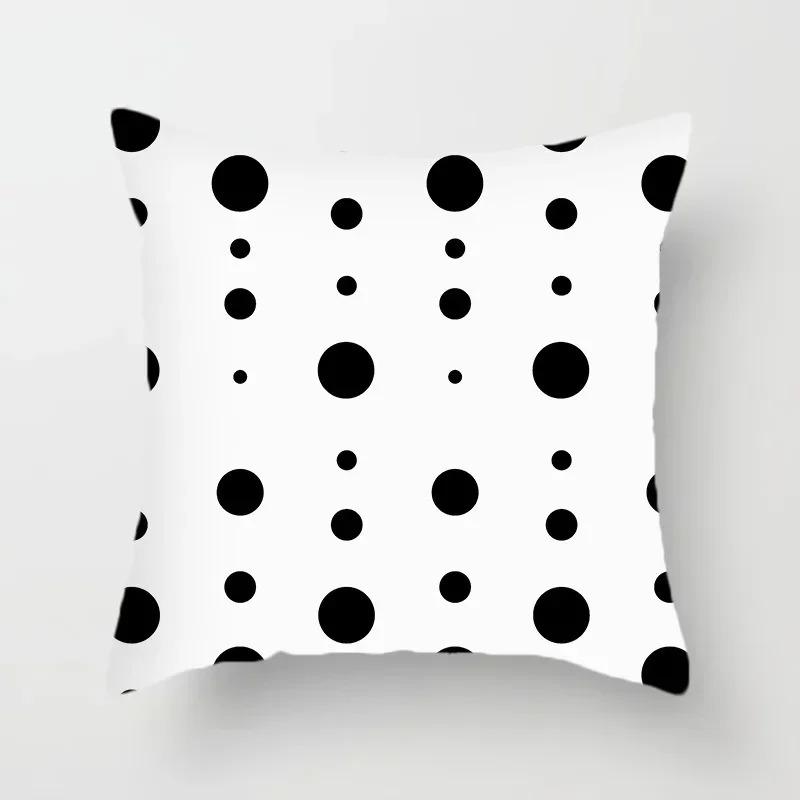 Black and white classic pillowcase polka dot stripes geometric pattern cushion simple modern style sofa decoration pillow