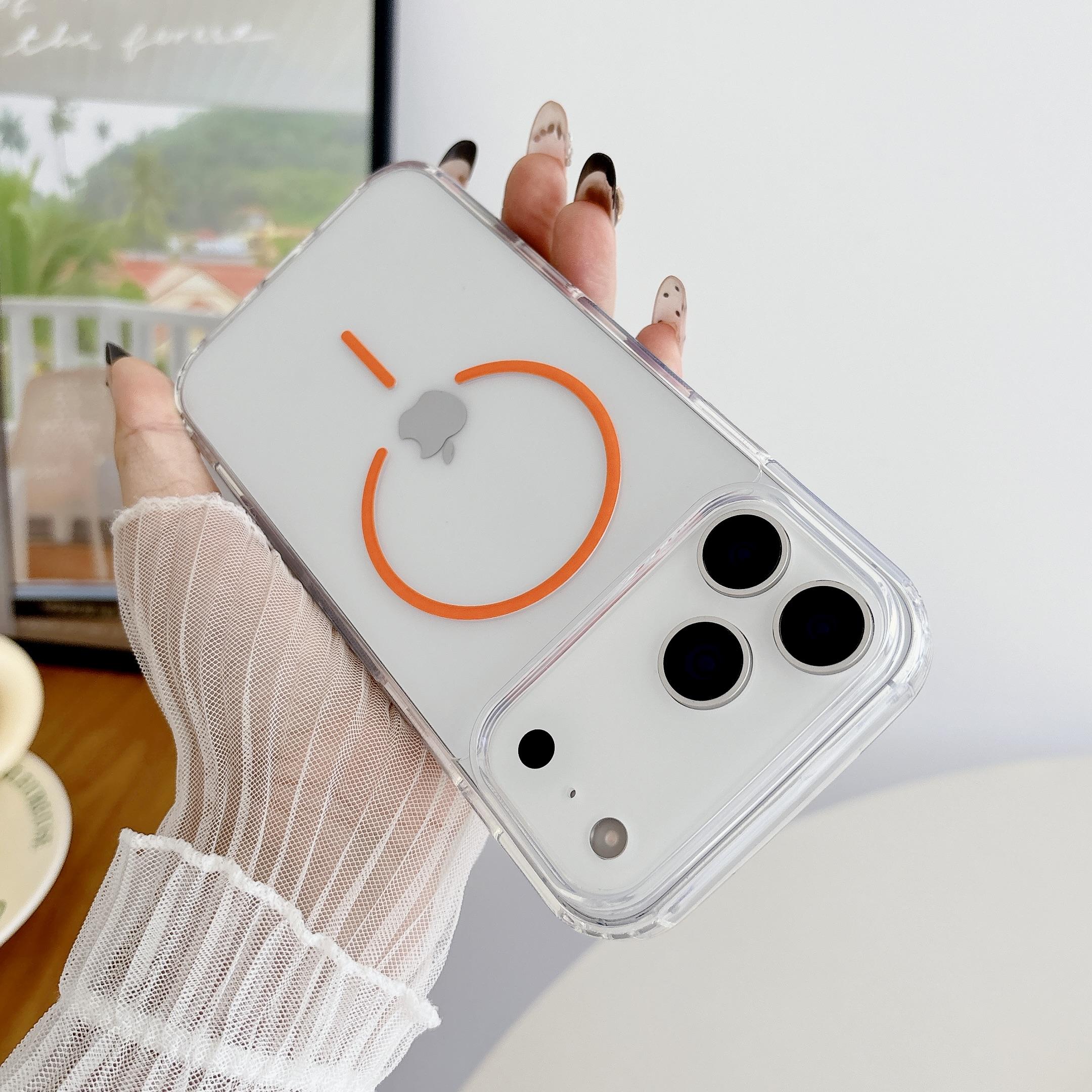 

Transparent Magnetic Slim Phone Case for IPhone 17 Air 16 15 14 13 12 11 XR Pro Max Plus Cover Clear Hard Case Logo Show iPhone17 Pro помаранчевий