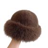 Nouveau Chapeau d'Hiver Japonais pour Femmes en Automne et en Hiver Épaissi Fourrure Imitation Fourrure Chapeau de Pêcheur Chaud Couleur Unie Polyvalent Chapeau Mongol