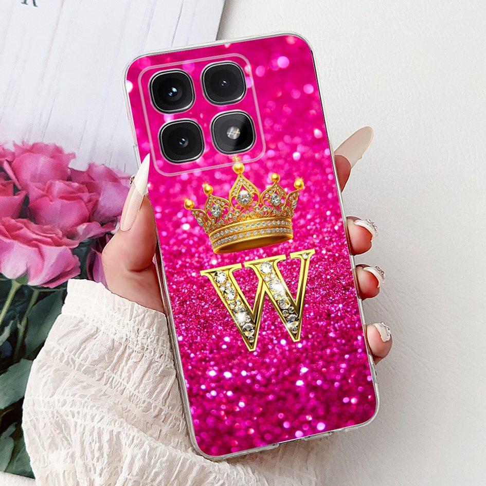 For Xiaomi 14T Pro 5G Case Luxury Crown Letters Soft Silicone Couple Phone Cover For Xiaomi 14T Mi14T 14TPro 2024 Protect Shells