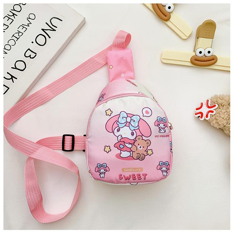 School BagsNew Children's Cartoon Breast Bag, Fanny Pack, Casual Versatile Messenger Bag, Light Change Storage Bag for Travel