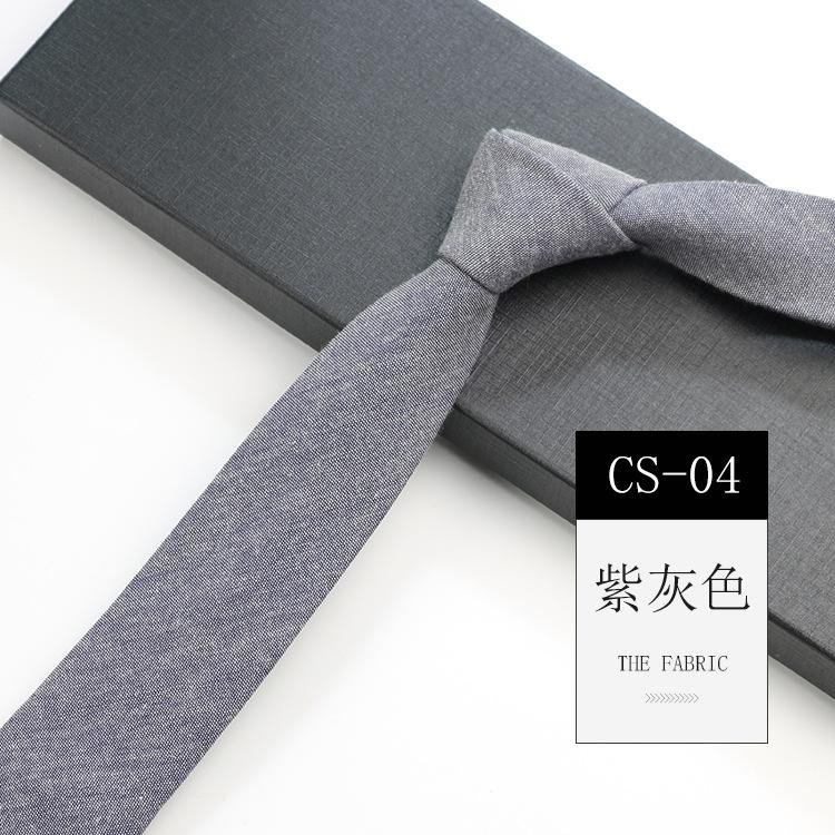 Men'S Tie Narrow 6Cm Hand-Made Cotton Casual Professional Shirt Literary And Simple Women'S College Pure Black Tie