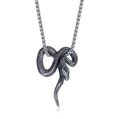 Design Creativo Retro Europeo e Americano Pendente a Forma di Serpente in Acciaio Inossidabile Collana Personalizzata da Uomo in Acciaio di Titanio Pitone
