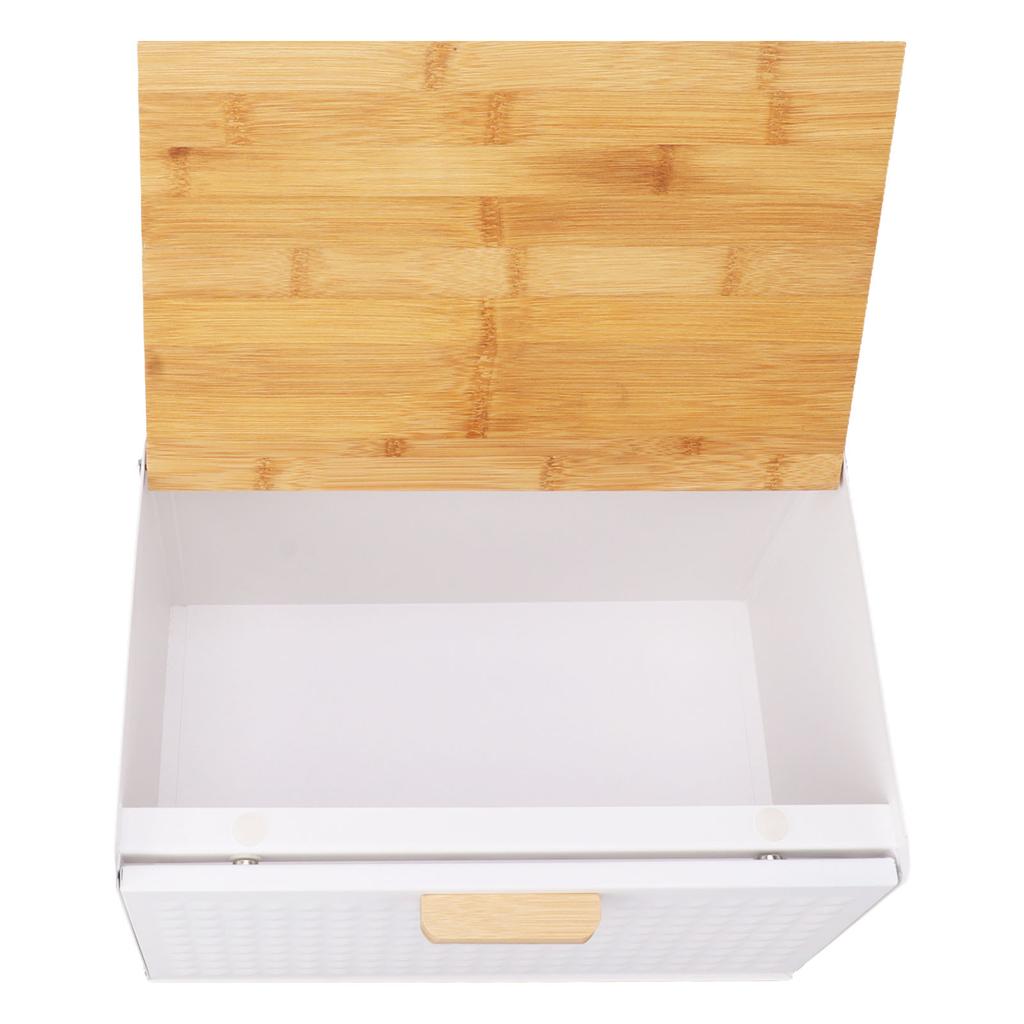 Wooden Bread Box Natural Vintage Heavy Duty Large Capacity Bread Storage Bin for Kitchen Countertop White