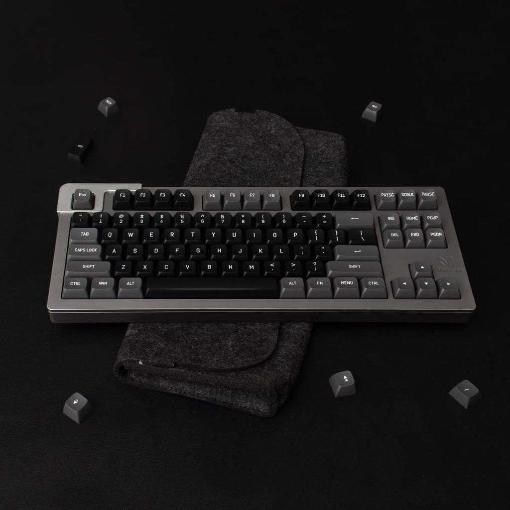 Mintcaps Grey Black Keycap Set, 150 Keys, MSA Profile Double-Shot Custom Keycaps for Cherry MX, Gateron, Kailh Box Switches
