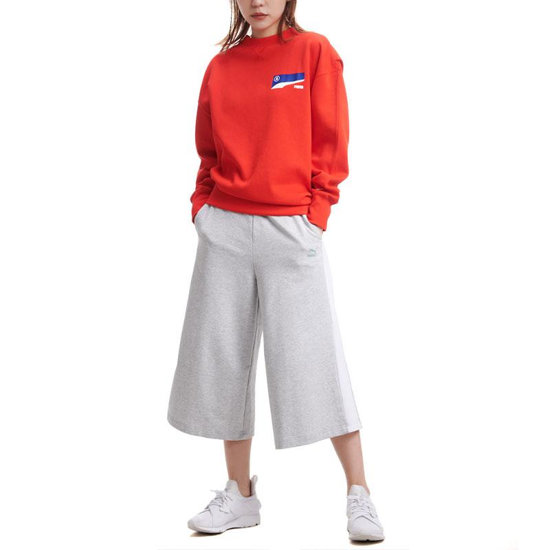 Puma X Ader Error Logo Print Crew Neck Sweatshirt Unisex Tops Chinese-Red 578489-64